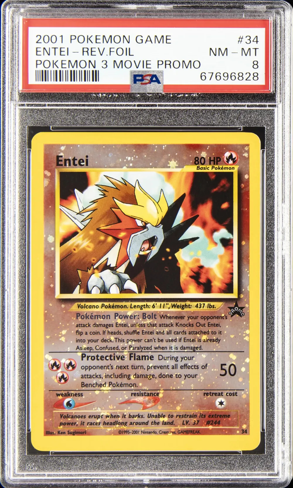 2001 #34 Entei-Reverse Foil PSA 