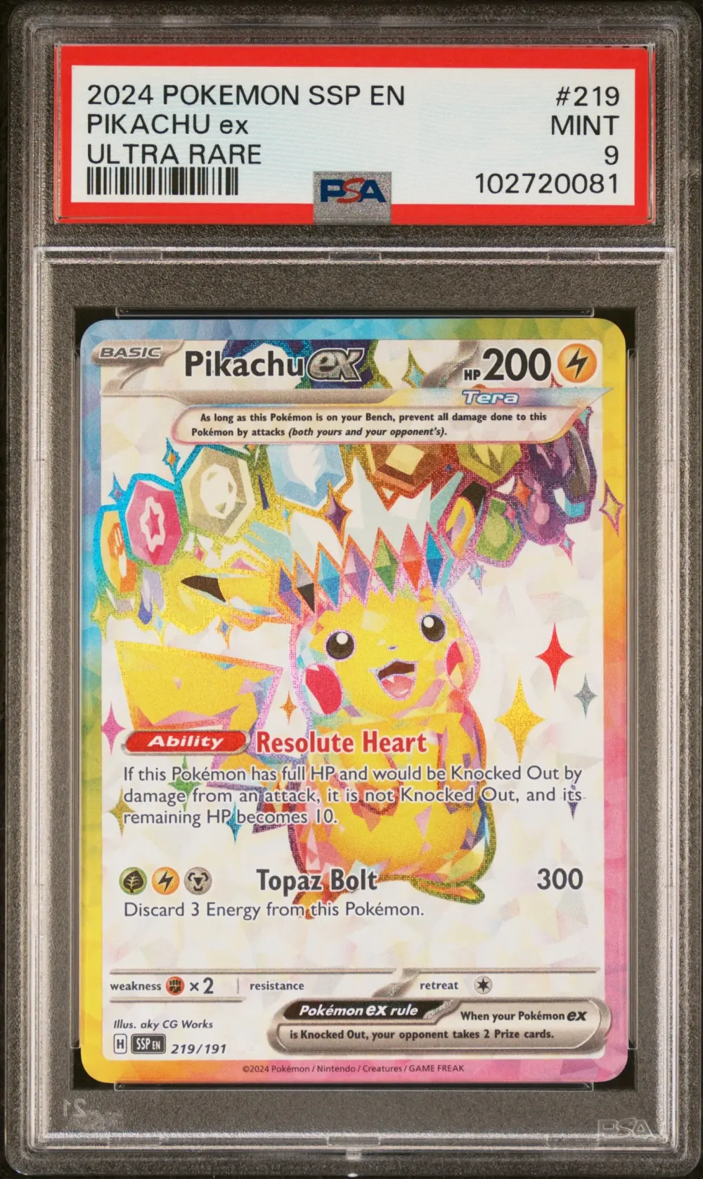 2024 #219 Pikachu EX PSA 9 Ssp E