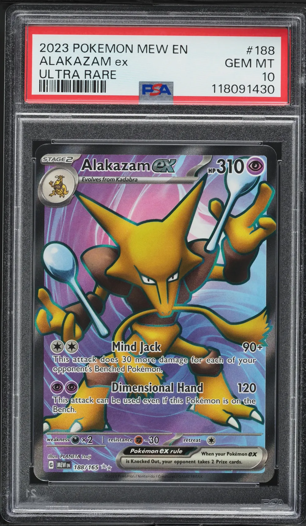 2023 #188 Alakazam EX PSA 10 Mew