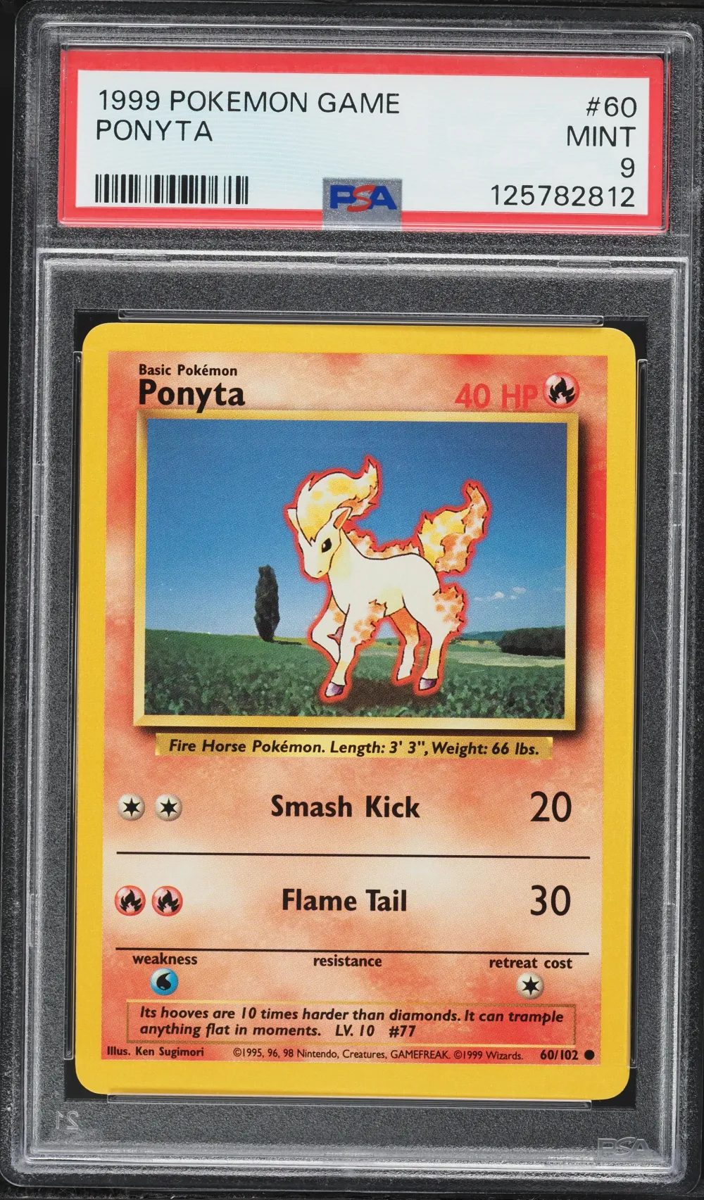 1999 #60 Ponyta PSA 9 Game Pokem