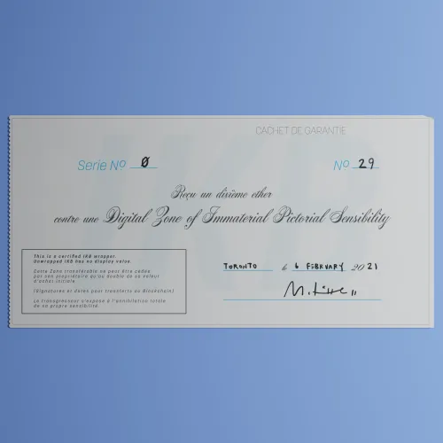 DigitalZoneofImmaterialPictorialSensibility,Series0,Edition29.(Wrapped) #29