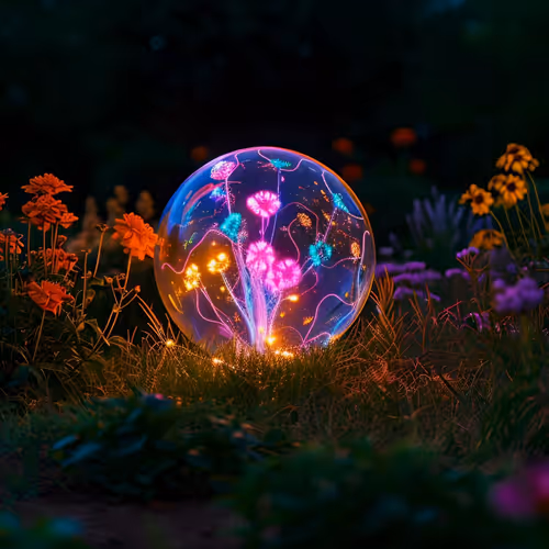 Plasma bubble fusing with flowers in a garden #570014