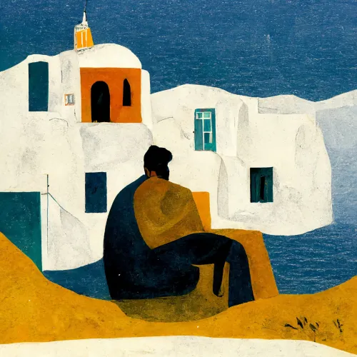 man_sitting_on_santorini_surrounded_by_the_sea