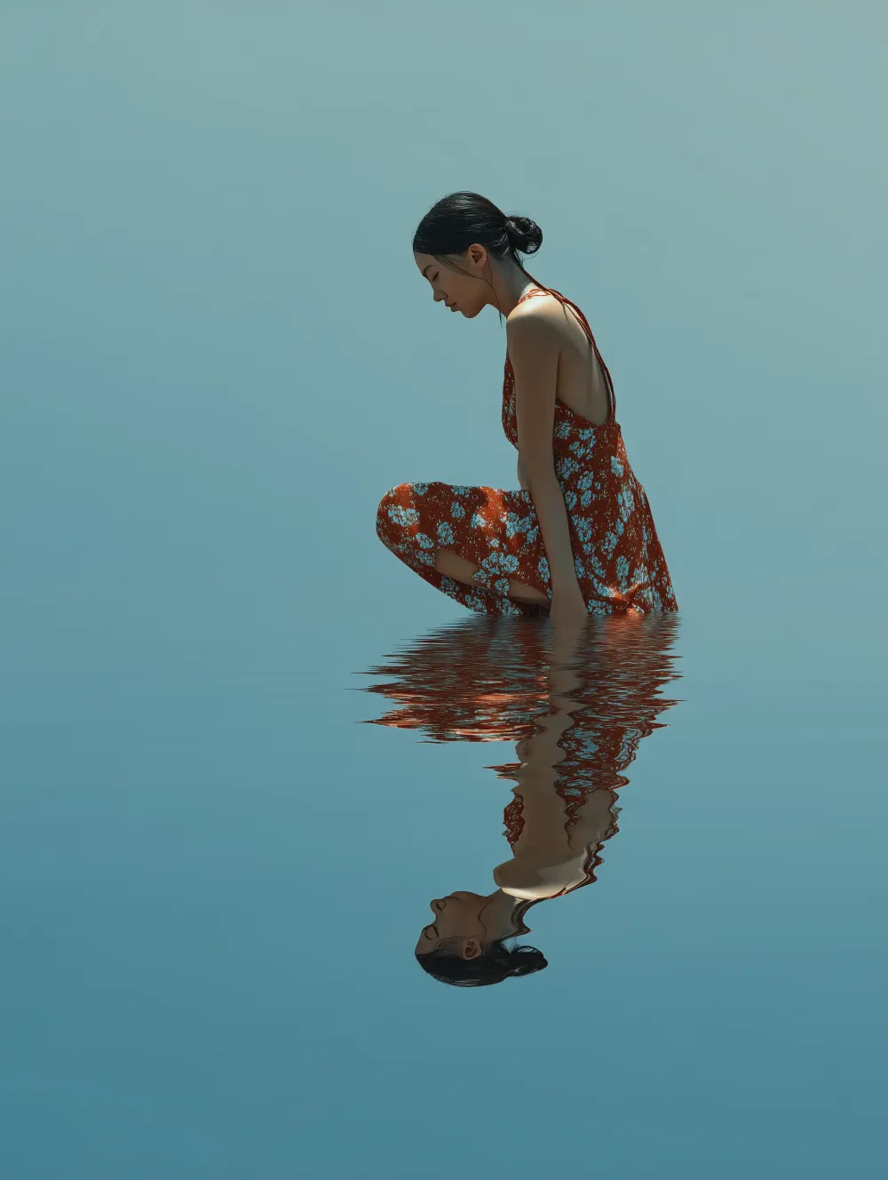 Woman reflecting in water #9