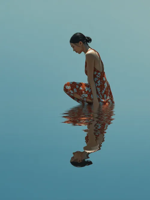 Woman reflecting in water #9