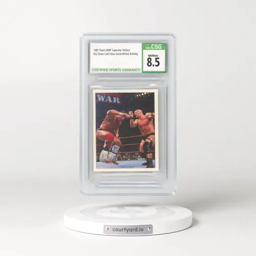 1997 Panini WWF Superstar Stickers #52 Stone Cold Steve Austin/British Bulldog (CSG 8.5 NM-MT+)