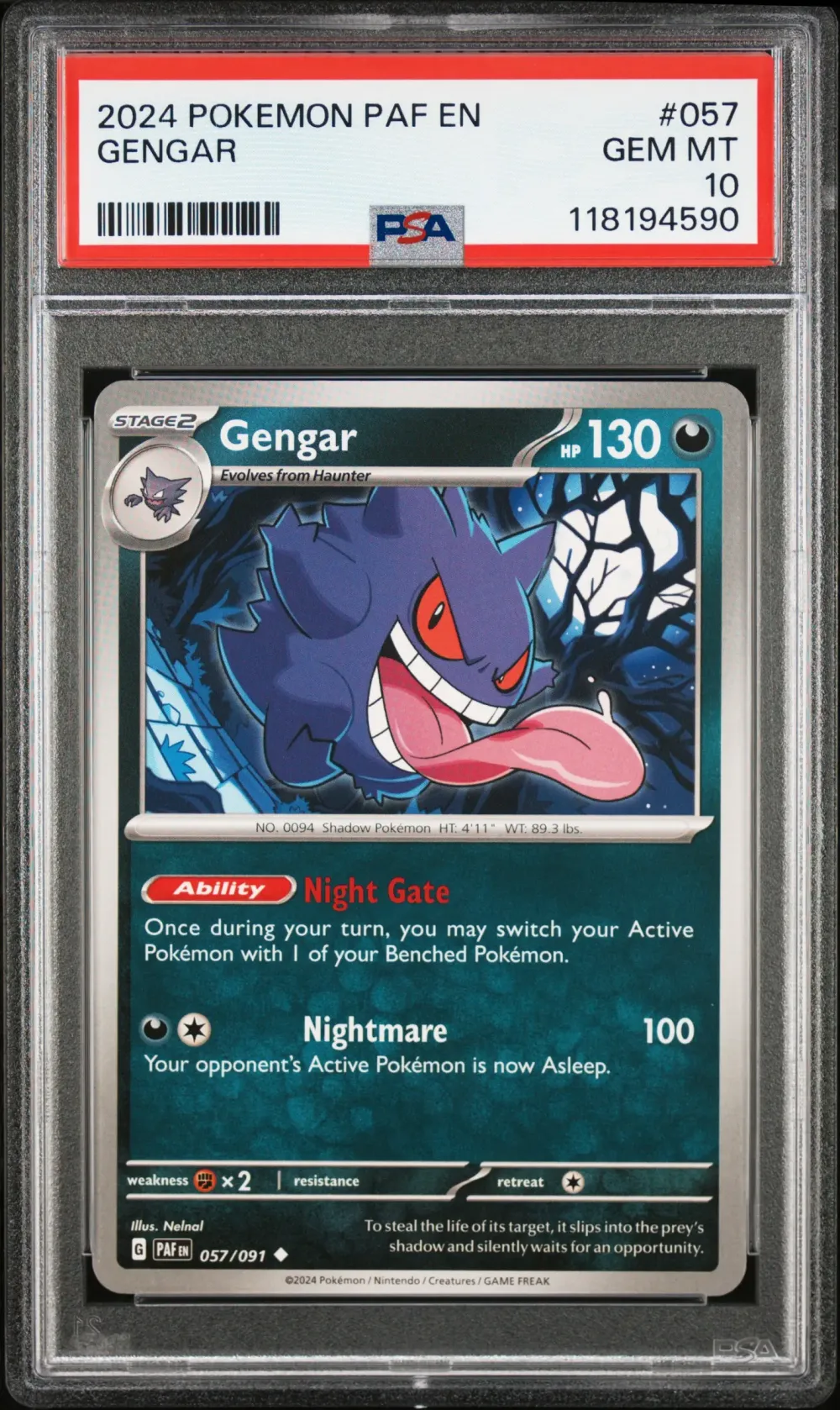 2024 #057 Gengar PSA 10 Paf EN-P