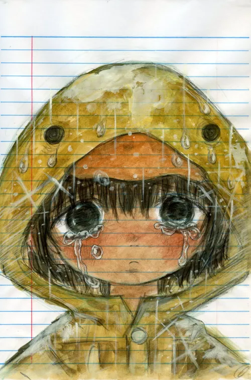 A Crying Child in a Duck Raincoat #831