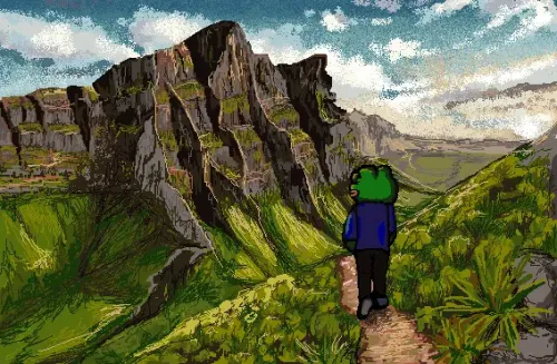 "Trekking Mt Kek" by Unique Pepe #6718