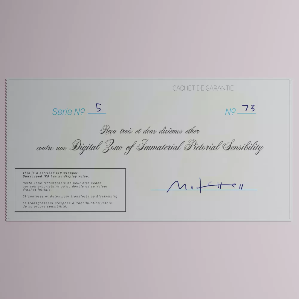 DigitalZoneofImmaterialPictorialSensibility,Series5,Edition #73