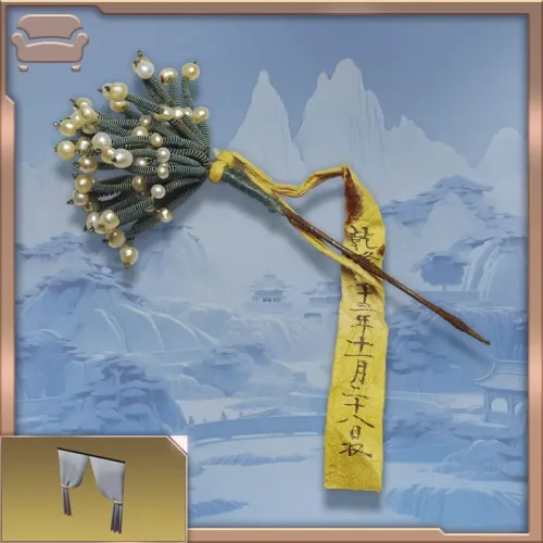 Rice-grain-sized pearl and sandalwood flower hairpin