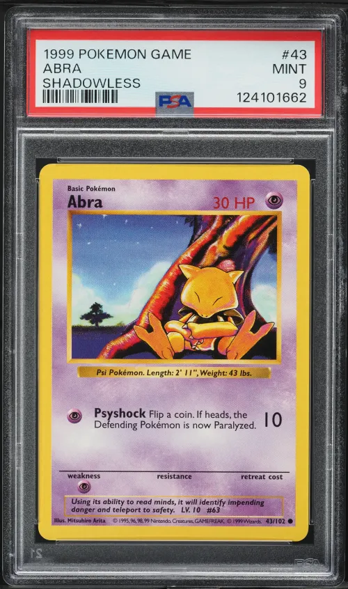 1999 #43 Abra PSA 9 Game Pokemon