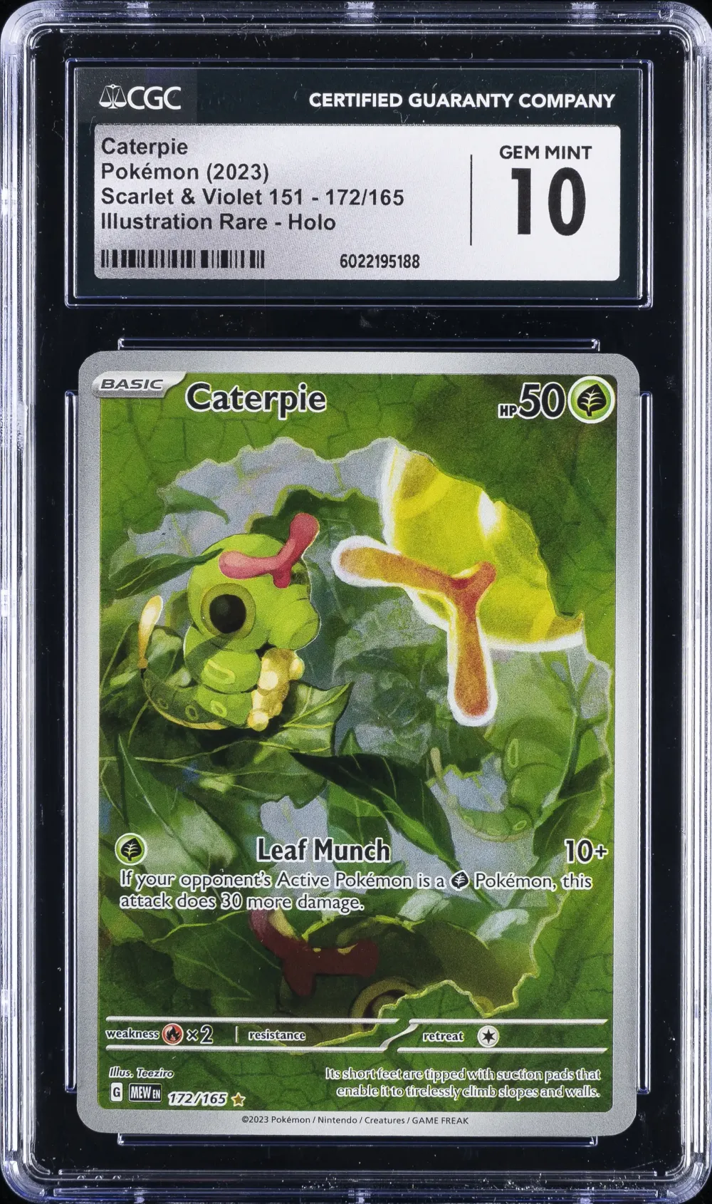 2023 #172 Caterpie CGC 10 Gem Mi