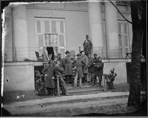 Gen. Edward D. C. Ord and staff of nine, recognized-Capt. Charles B. Atchinson, Maj. Hugh C. Brown, T. Burnham... #525