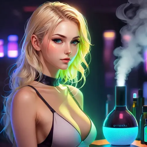 Anime sexy girl with Ultrasonic diffuser for essential oils