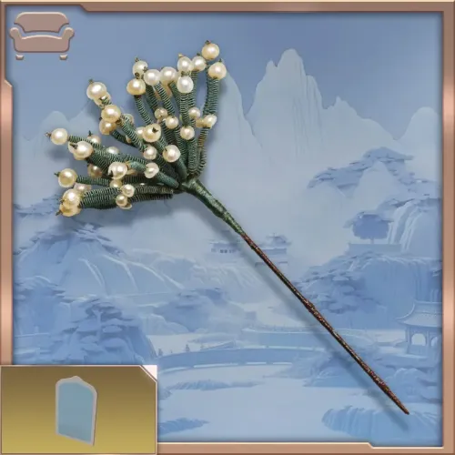 Rice-grain-sized pearl and sandalwood flower hairpin