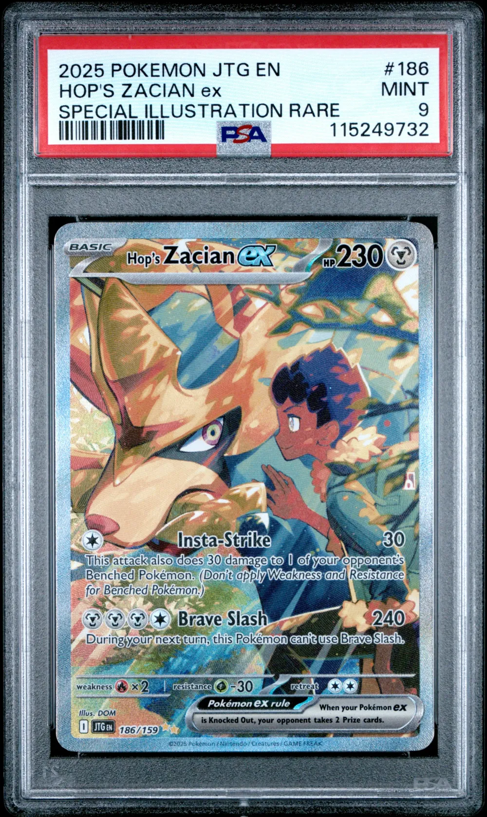 2025 #186 Hop's Zacian EX PSA 9 