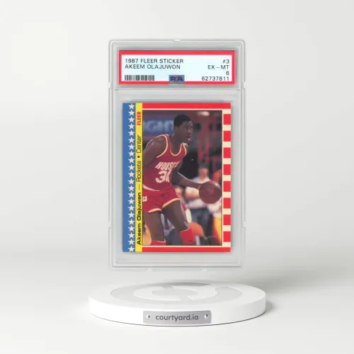 1987 Fleer Sticker #3 Akeem Olajuwon (PSA 6 EX-MT)