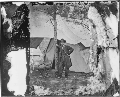 Lt. Gen. Ulysses S. Grant standing by a tree in front of a tent, Cold Harbor, Va #962