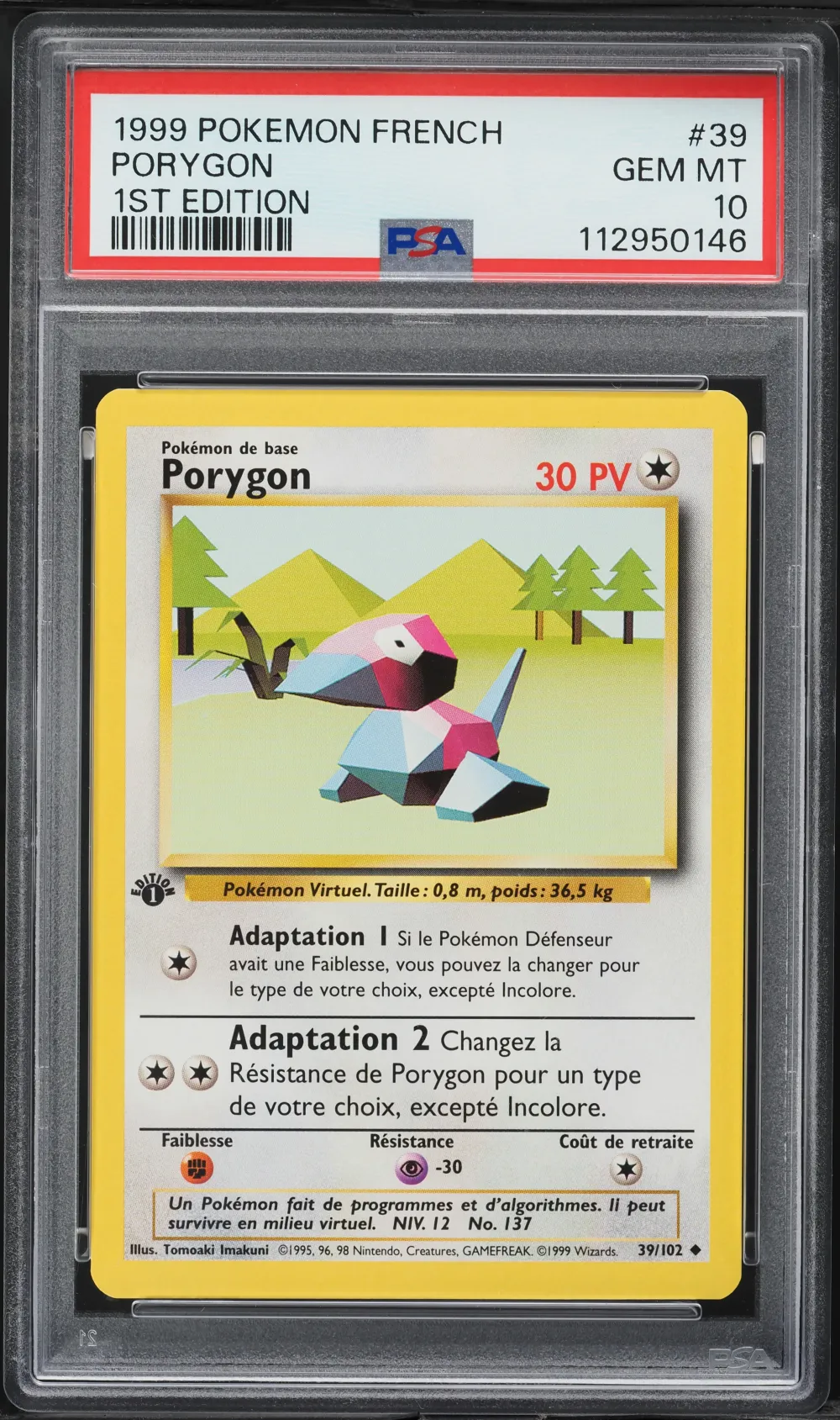 1999 #39 Porygon 1st Edition PSA