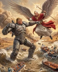MECHA-TRUMP BLOCKING POPE LEO FROM ENTERING STRAIT
