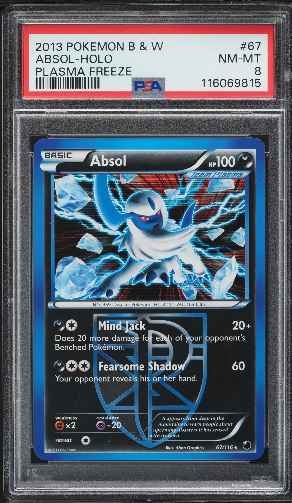2013 #67 Absol-Holo PSA 8 Black 