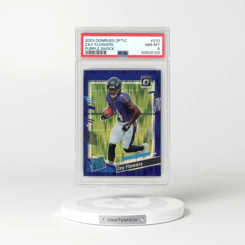 2023 Panini Donruss Optic #210 Zay Flowers - Purple Shock (PSA 8 NM-MT)