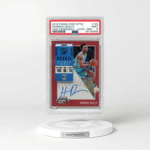 2018 Panini Contenders Optic #123 Hamidou Diallo - Two Hands on Ball-Autograph-Red (PSA 9 MINT)