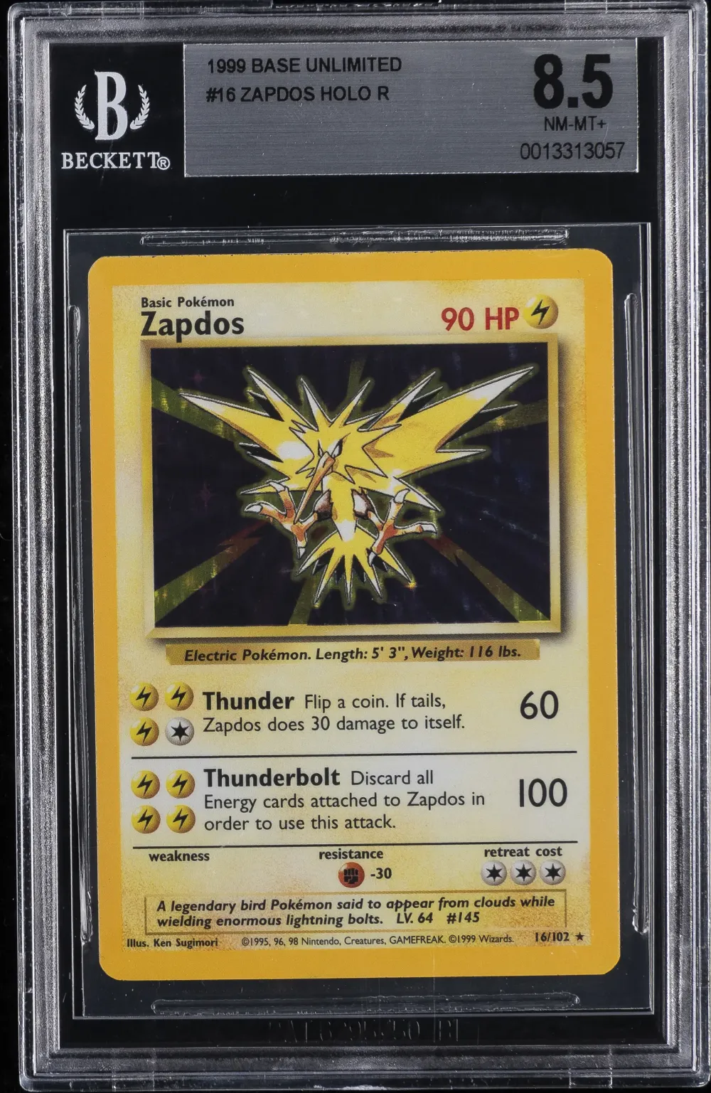 1999 #16 Zapdos-Holo BGS 8.5 Gam