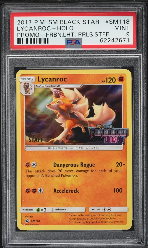 2018 #SM118 Lycanroc-Holo PSA 9 