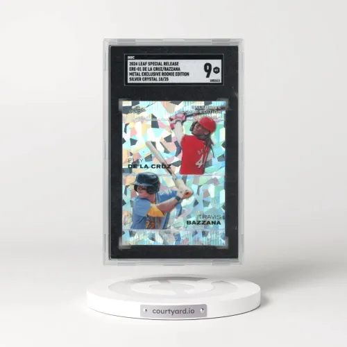 2024 Leaf Special Release #ERE-01 De La Cruz/Bazzana - Metal Exclusive Rookie Ed. Silver Crystal (SGC 9 MINT)