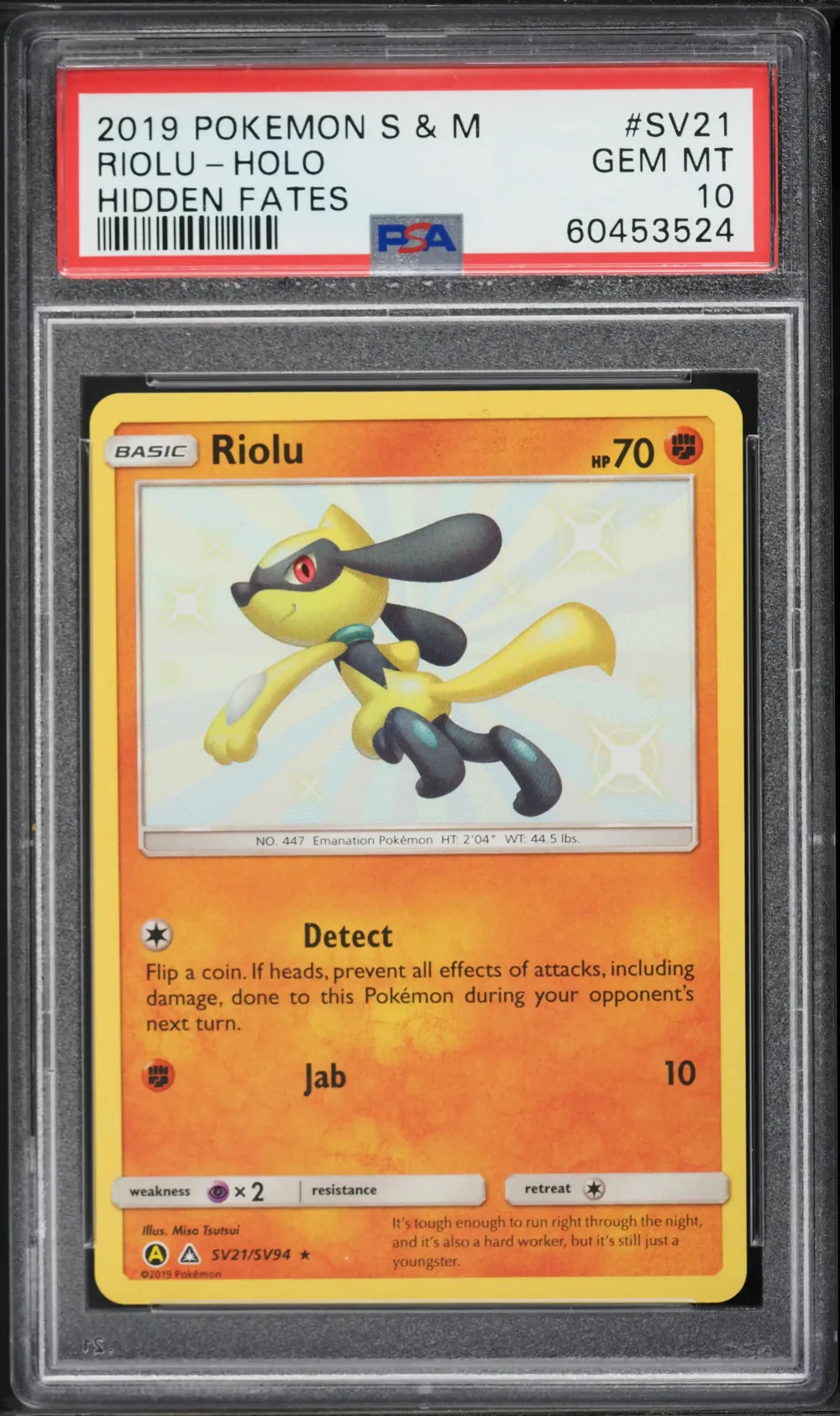 2019 #SV21 Riolu-Holo PSA 10 Sun